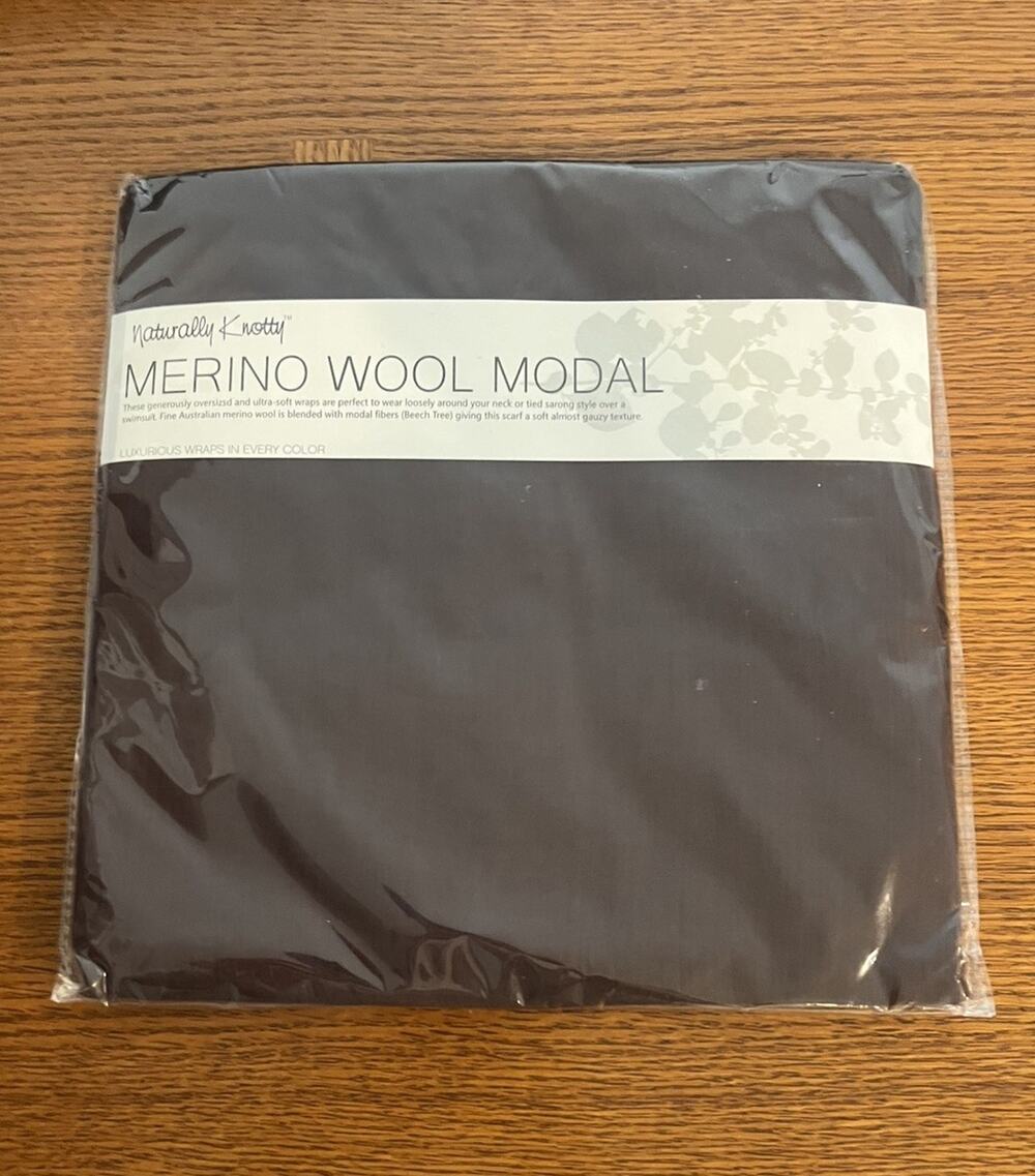 Naturally Knotty Merino Wool Modal Wrap Scarf French Roast Brown 43x78 NWT